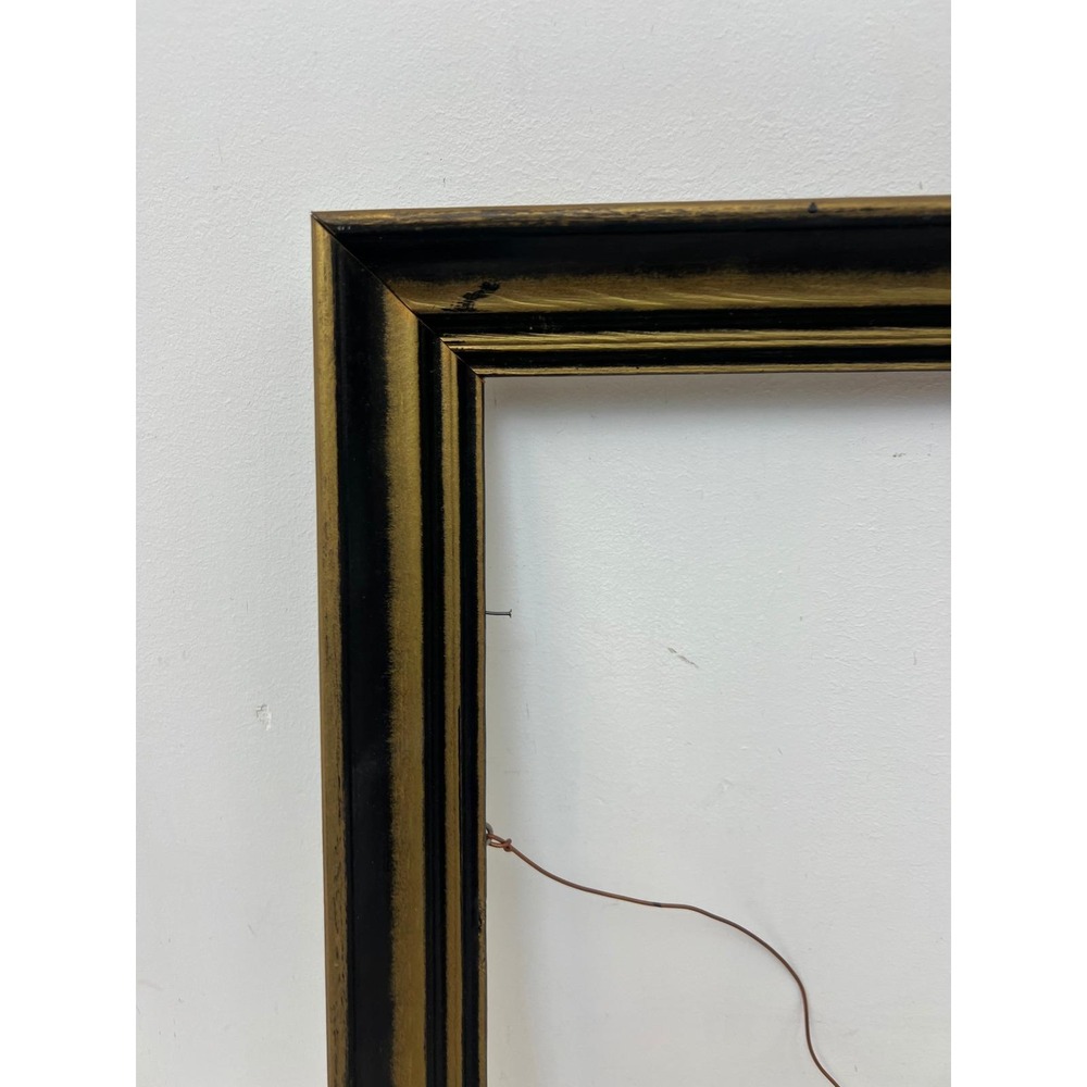 Vintage Wood Picture Frame 16x20 Black Gold Mid Century Wooden Carved Wall Art - Picture 3 of 16
